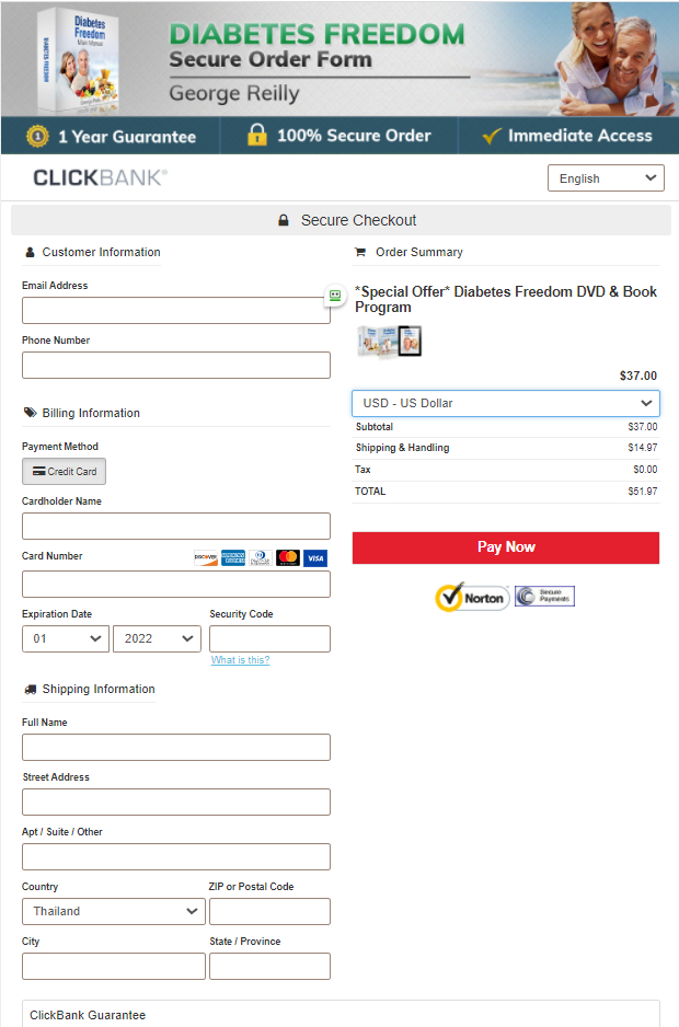 Diabetes Freedom - Secure checkout